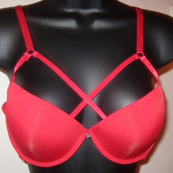 Youmita 34C Red Cage Demi Push Up Bra NWT - Picture 1 of 14